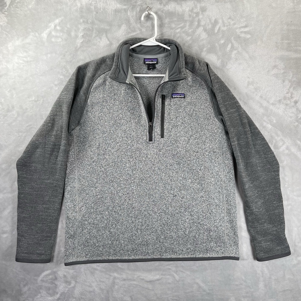 Patagonia Better Sweater men's Large Quarter 1/4 Zip Fleece Pullover Gray 2018